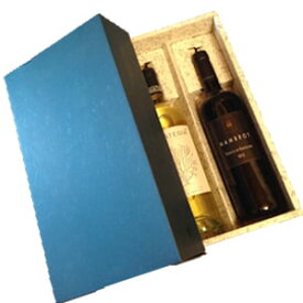 ギフト[2本用]ラッピング付きギフト箱（Lサイズ）シャンパン＆ロングボトル対応　包装紙：白地にウェーブ柄／青リボン（ギフトgift）