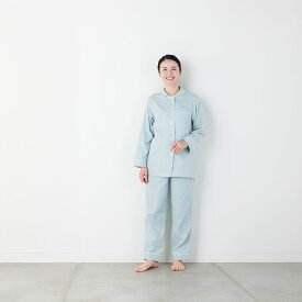 【本日店内P最大20倍♪】呼吸する パジャマ レディース パイピングタイプ セット 3色 ネイビー ピンク ミント 前開き Vネック レディースパジャマ 長袖 綿 おしゃれ 綿100 ルームウェア ギフト プレゼント ガーゼ あったかパジャマ レディースパジャマ長袖 女性用パジ