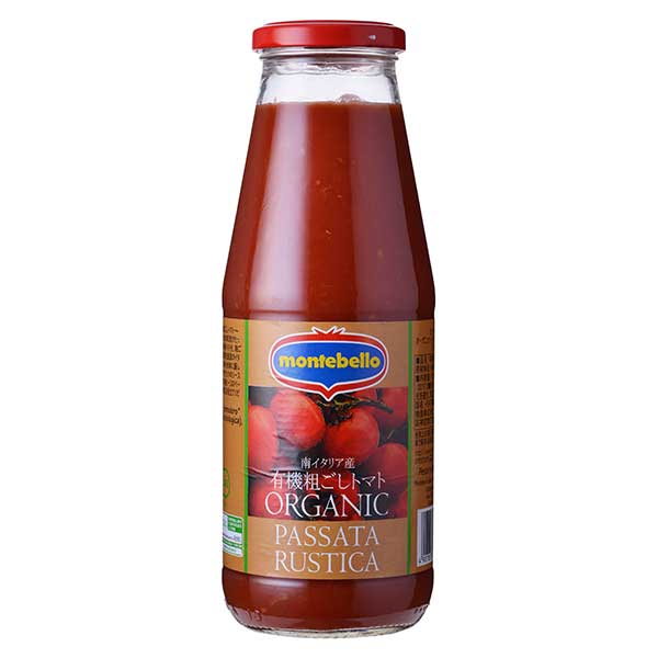 トマト缶 Canned tomatoes モンテベッロ パッサータ ルスティカ 有機 瓶 700g イタリア 12個 送料無料 002809 ケース販売 人気急上昇 トマト 安心の定価販売 x 本州のみ モンテ