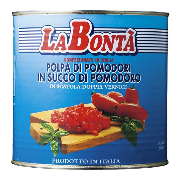 激安通販 トマト缶 Canned tomatoes 10%OFF 期間限定 ラボンタ 100％品質 ダイストマト 缶 2.55kg 2550g 本州のみ 6個 ケース販売 x イタリア モンテ トマト 012010 送料無料