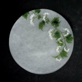 ガラス：絵付け薄皿・13.5cm・蔓花[野葡萄]・d.Tam《小皿・13.5cm》