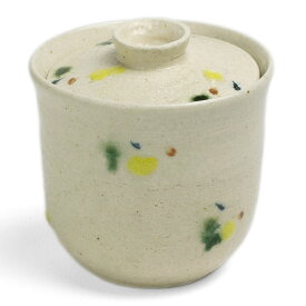 瀬戸焼：白釉点紋蓋付小碗・大・有松進《蓋物・小鉢・200ml・8.2cm》