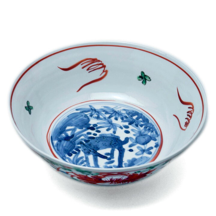 楽天市場】九谷焼：呉須赤絵見込鹿文浅鉢・正木春蔵《大鉢・21.3cm 