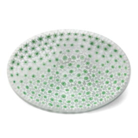 ガラス：オーバルΦ7.5・ホワイトグリーン・エルコーレ・モレッティ《豆皿・10.5cm》