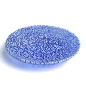 ガラス：オーバルΦ7.5・ブルー・エルコーレ・モレッティ《豆皿・10.5cm》