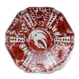 赤絵芙蓉手六角皿・土山敬司《小皿・14.0cm》