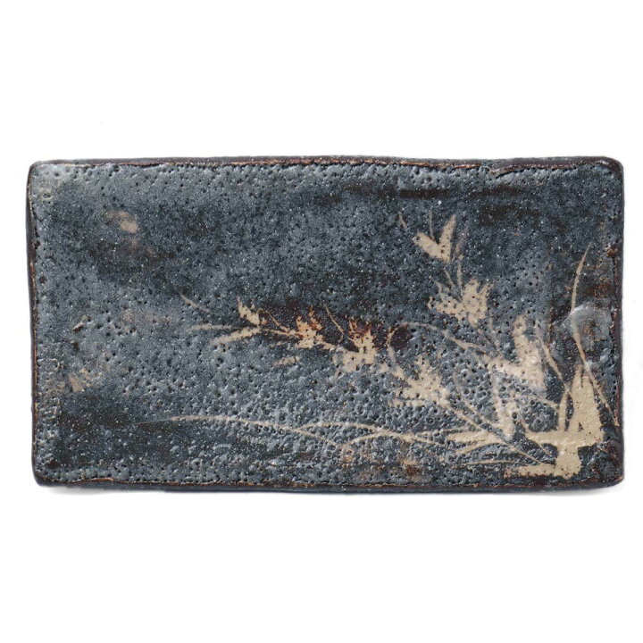 楽天市場】志野焼：鼠志野草文長方皿・瀧川恵美子《中皿・19.6cm 
