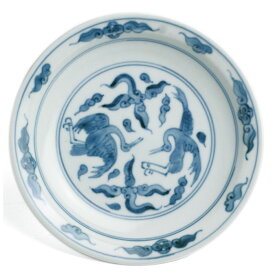 染付：雲鶴紋中皿・植山昌昭《小皿・15.8cm》