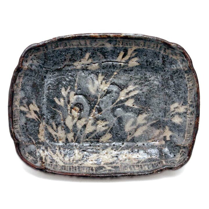 楽天市場】志野焼：鼠志野萩文四方向付・瀧川恵美子《小皿・17.7cm 