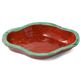 九谷焼：赤彩木瓜形向付・須田菁華《小鉢・19.6cm》