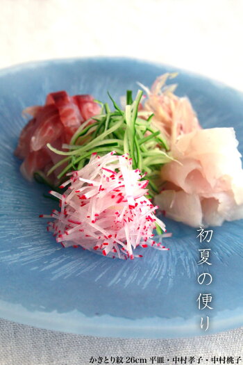 楽天市場 ガラス かきとり紋26cm平皿 ブルー D Tam 大皿 25 5cm 和食器の愉しみ 工芸店ようび