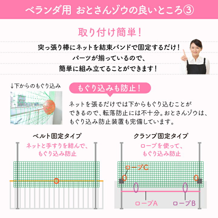 楽天市場】ベランダからの転落防止ネット 【 おとさんゾウ 