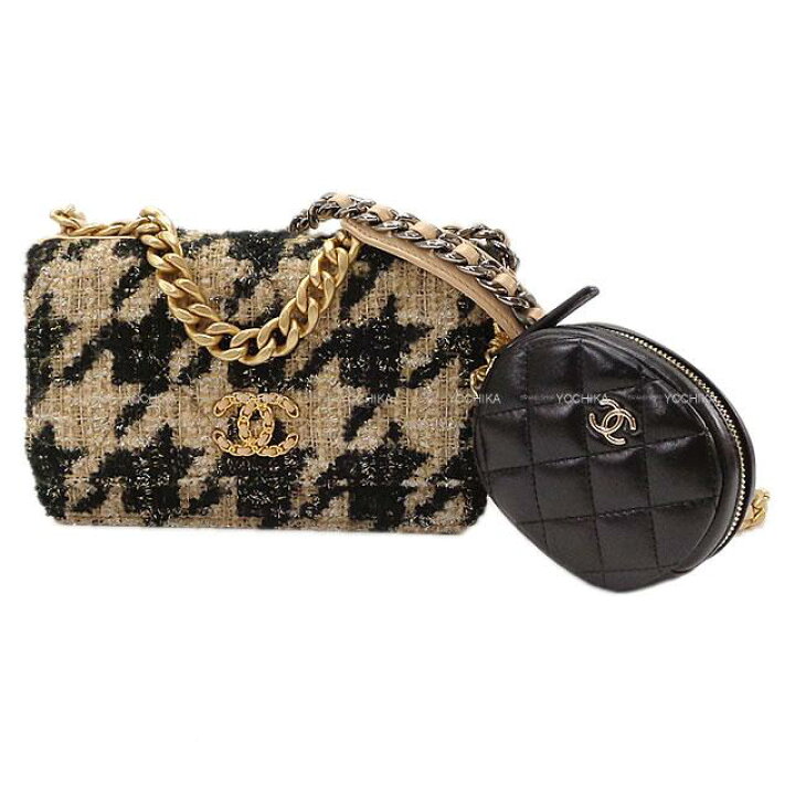 楽天市場】CHANEL シャネル19 千鳥格子柄 ポーチ付 チェーンウォレット  
