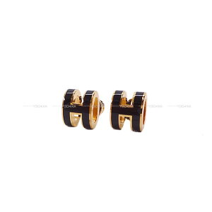 HERMES �G�����X �~�j �|�b�v�A�b�V�� �� (�u���b�N) ���[�Y�S�[���h�v���[�e�b�h/���b�J�[ �s�A�X �V�i(HERMES Mini Pop H Noir (Black) Rose Gold Plated/lacquer pierced earring[BRAND NEW][Authentic]) #yochika
