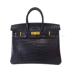 HERMES �G�����X �o�[�L��25 �� (�u���b�N) �N���R�_�C�� �A���Q�[�^�[�}�b�g �S�[���h���� �n���h�o�b�O K���� �V�i(HERMES Birkin25 Noir (Black) Crocodile Alligator Mat Gold HW Handbag[BRAND NEW][Authentic])