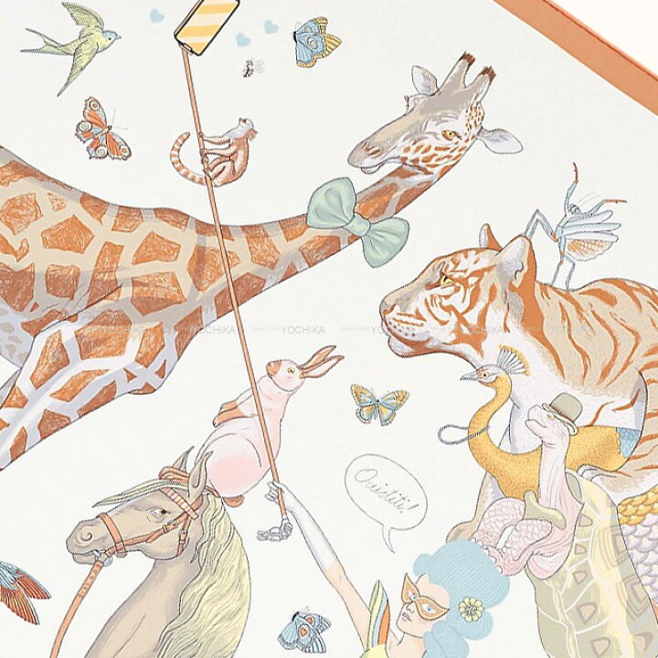 【ご褒美に★】2022年春夏 HERMES エルメス カレ90 エルメスストーリー 白 (ホワイト)/ベージュ/マルチカラー シルク100% スカーフ 新品(2022SS HERMES Carre 90 Hermes Story Blanc (White)/Beige/Multicolor