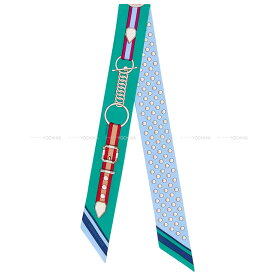 【ご褒美に☆】2022年春夏 HERMES エルメス ツイリー グラントゥラララ ブルーシエル/ヴェール/フューシャ シルク100％ スカーフ 新品(2022 SS HERMES Twilly Grand Tralala Bleu Ciel/Fuchsia/Vert Silk100% scarf[BRAND NEW][Authentic])【あす楽対応】#yochika