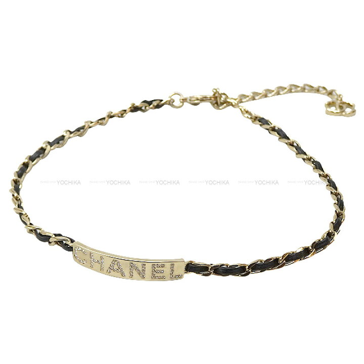 楽天市場】CHANEL シャネル ラインストーン ロゴプレート レザー 