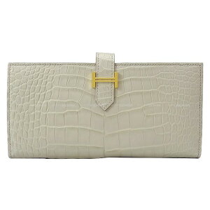 HERMES GX xAXt xg NR_C AQ[^[}bg S[h z W Vi(HERMES Bearn Soufflet Beton Crocodile Alligator Mat Gold HW long wallet[BRAND NEW][Authentic])