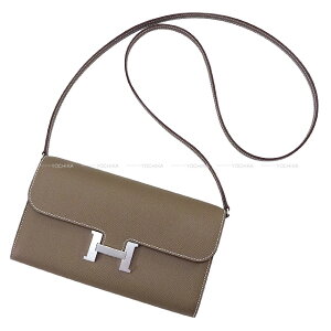 HERMES �G�����X �R���X�^���X�����O �g�D�[�S�[ �G�g�[�v (�G�g�D�[�v) �G�v�\�� �V���o�[���� �����z K���� �V�i(HERMES Constance Long To Go wallet Etoupe Veau Epsom Silver HW long wallet[BRAND NEW][Authentic])