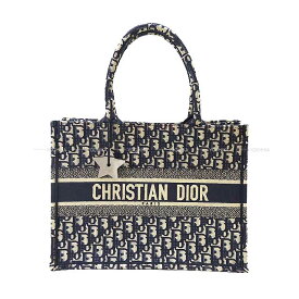 Christian Dior クリスチャンディオール ブックトート ミディアム 星形チャーム付 ネイビー ディオールオブリークエンブロイダリー M1296ZRIW_M928 トートバッグ 新品同様【中古】(Christian Dior Book tote Medium Star Charm Navy Dior Oblique Embroidery tote bag)