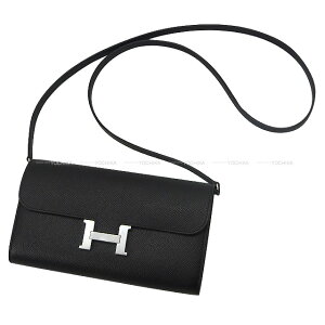 HERMES GX RX^XO EHbg gD[S[  (ubN) Gv\ Vo[ z K Vi(HERMES Constance Long wallet To Go Noir (Black) Veau Epsom Silver HW long wallet[ALMOST NEW][Auth