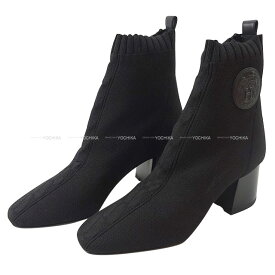 HERMES エルメス ショートブーツ ヴォルヴェール60 黒 (ブラック) ニット/ボックスカーフ #37 ブーツ 新品(HERMES VOLVER60 short Boots Noir (Black) Knit/Box Calf #37 boots[BRAND NEW][Authentic])【あす楽対応】#yochika