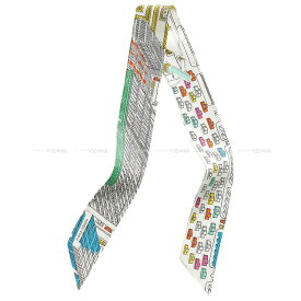 2023年秋冬 HERMES エルメス ツイリー パンタン シティ 白 (ホワイト) /ヴェール/マルチカラー シルク100％ スカーフ 新品(2023AW HERMES Twilly Pantin City Blanc (White) /Vert / Multicolore Silk100% scarf[BRAND NEW][Authentic])【あす楽対応】#yochika