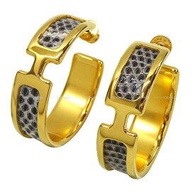 HERMES エルメス オランプ オンブレ リザード ゴールド金具 ピアス 新品同様【中古】([Pre-loved] HERMES Olympe Ombre Lizard Gold HW pierced earring[LIKE NEW][Authentic])【あす楽対応】#yochika