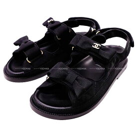シャネル シューズ レディース スポーツサンダル マトラッセ リボン ココマーク #36 黒 (ブラック) G39820 サンダル 新品(CHANEL Shoes Ladies Sports sandals Matelasse Ribbon COCO mark #36 Noir (Black) G39820 sandals[BRAND NEW][Authentic])【あす楽対応】#よちか