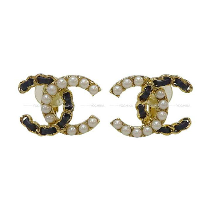 楽天市場】CHANEL シャネル ココマーク レザー&パール チェーン 黒 