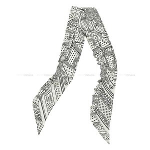 HERMES �G�����X �c�C���[ �t���� �G�v�����h�[�� �o���_�i �� (�z���C�g)/�� (�u���b�N) �V���N100�� �X�J�[�t �V�i(HERMES Twilly Frilled Eperon d'Or Bandana Blanc (White)/Noir (Black) Silk100% scarf[BRAND NEW][Authentic