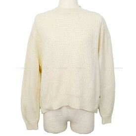 2024年春夏 HERMES エルメス クルーネック ロングスリーブ サークルプレート付き アイボリー カシミア64%/コットン36% #36 シルバー金具 ニット 新品未使用(2024 SS HERMES Crew-neck Long sleeve Circle tag Silver HW Knit[EXCELLENT][Authentic])