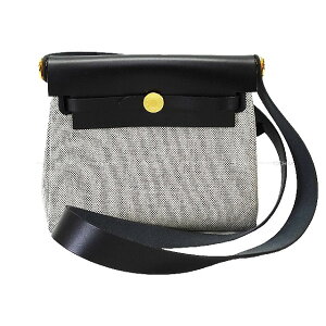 HERMES GX G[obO Wbv 20 ~j ) GN g~^[/@bVn^[ S[h V_[obO K Vi(HERMES Herbag Zip 20 Mini Noir (Black) Ecru Toile Militaire/Vache H