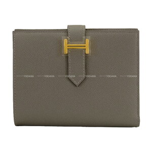 HERMES GX xARpNg OC[ H[}_ S[h ܂z K Vi(HERMES Bearn Compact Gris Meyer Veau Madame Gold HW Bi-fold wallet[BRAND NEW][Authentic]) #yochika