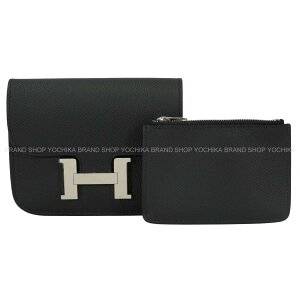 HERMES �G�����X �R���X�^���X �X���� �� (�u���b�N) �G�v�\�� �V���o�[���� ��܂���z G���� �V�i(HERMES Constance Slim Noir (Black) Veau Epsom Silver HW Bi-fold wallet[BRAND NEW][Authentic])