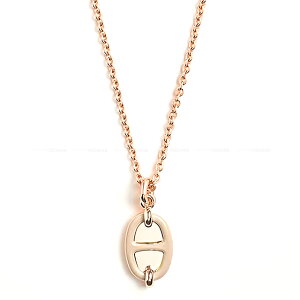 HERMES �G�����X �~�j �}�C���� PM �y���_���g �}�����O���b�Z ���[�Y�S�[���h�v���[�e�b�h/���b�J�[ ���[�Y�S�[���h���� �l�b�N���X �V�i(HERMES Mini Maillon PM Pendant Marron Grace Rosegold plated/Lacquer Ros