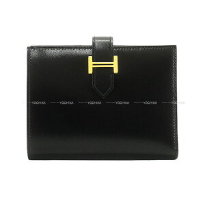 HERMES GX xARpNg  (ubN) {bNXJ[t S[h ܂z Y Vi(HERMES Bearn Compact Noir (Black) Box Calf Gold HW Bi-fold wallet[ALMOST NEW][Authentic]) #yochika