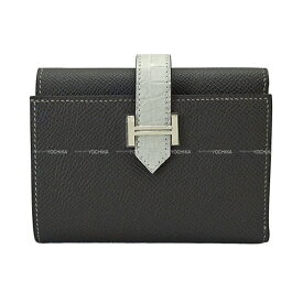 HERMES エルメス ベアンコンビネ タッチ グラファイト/グリネヴェ エプソン/クロコダイル アリゲーターマット シルバー金具 三つ折り財布 W刻印 新品(HERMES Bearn Combine Touch Graphite/Gris Neve Veau Epsom/Crocodile Alligator Mat Silver HW Tri-fold wallet)