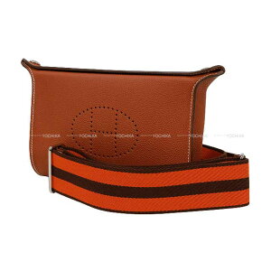 HERMES GX NX{fBobO Bh|bV H G p`O VGk gS Vo[ V_[obO B Vi(HERMES Cross body bag Videpoches H logo Evelyn punching Sienne Veau Togo Sil