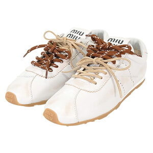 Miu Miu ~E~E v[ u[`h c[g[ R[hV[Xt  (zCg)/uE ibpU[ 24.5cm(#38) 5E114E Xj[J[ Vi(Miu Miu Plume Bleached Two-Tone Cord Shoes with Shoelaces Bl