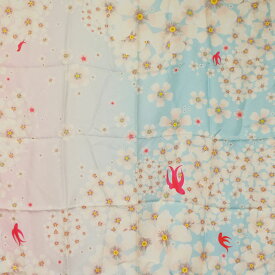 顧客限定 Van Cleef & Arpels ヴァンクリーフ＆アーペル サクラ柄 ベビーピンク/アクアブルー シルク100％ スカーフ 新品同様【中古】([Pre-loved] Client Exclusive Van Cleef & Arpels Cherry blossom Pattern Beby Pink/Aqua Blue Silk100% scarf[LIKE NEW][Authentic])