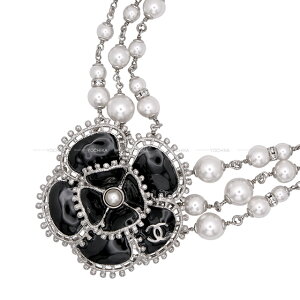 2024�N�H�~�R���N�V���� CHANEL �V���l�� �l�b�N���X �J�����A���`�[�t �R�R�}�[�N �p�[�� �� (�u���b�N) �p�[��//�X�g���X �V���o�[���� ABC205 �`���[�J�[ �V�i(2024AW CHANEL Necklace Camelia COCO mark Pear