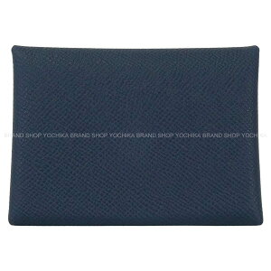 HERMES �G�����X �J�����B �f���I �u���[�A�r�X �G�v�\�� �V���o�[���� �J�[�h�P�[�X K���� �V�i(HERMES Calvi Duo Bleu Abysse Veau Epsom Silver HW card holder[BRAND NEW][Authentic])