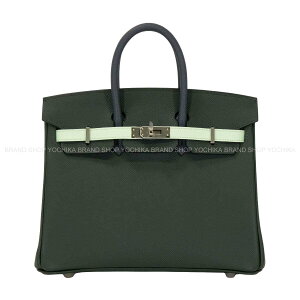 HERMES �G�����X �o�[�L��25 �g���R���[�� ���F�[���t�H���Z/�A���h���[�Y/���F�[���y�p�[�~���g �G�v�\�� �V���o�[���� �n���h�o�b�O K���� �V�i(HERMES Birkin25 Tricolor Vert Fonce/Ardoise/Vert Peppermint V