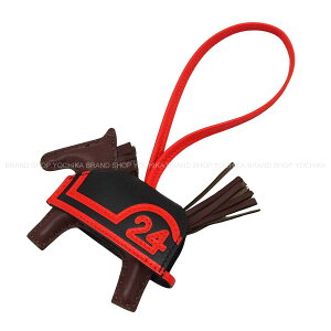 HERMES �G�����X ���f�I ���x�I 24 PM �e�[��/�� (�u���b�N)/�J�v�V�[�k �A�j���[�~��(����)/�X�C�t�g �o�b�O�`���[�� K���� �V�i(HERMES Rodeo Robeo Plush PM Terre/Noir (Black)/Capucine Agneau Milo/Veau Swift bag charm