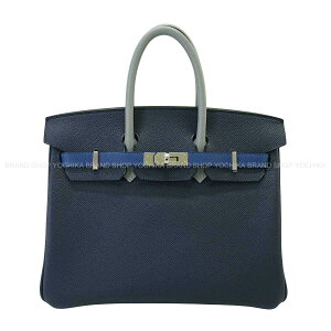 HERMES �G�����X �o�[�L��25 �g���R���[�� �u���[�A�r�X/�u���[�^�C/�O���p���^�� �G�v�\�� �V���o�[���� �n���h�o�b�O K���� �V�i(HERMES Birkin25 Tricolor Bleu Abysse/Blue Tie/Gris Pantin Veau Epsom Silver HW Han