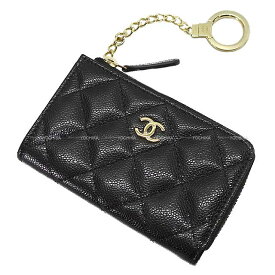 CHANEL シャネル キーリング付き マトラッセ ココマーク カードケース 黒 (ブラック)/ボルドー グレインドカーフ(キャビアスキン) AP0221 コインケース 新品未使用(CHANEL Coco Matelasse Card case with a Key ring Black/Bordeaux Caviarskin change purse)