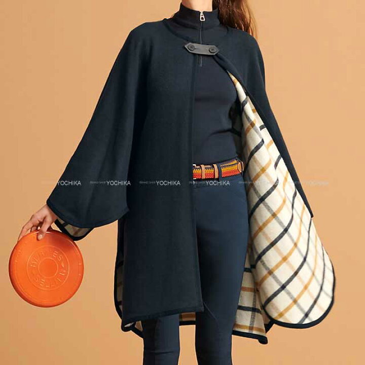 楽天市場】HERMES エルメス リバーシブル ボタン付 カマイユ ネイビー 