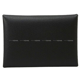 HERMES エルメス カルヴィ デュオ 黒 (ブラック) エプソン シルバー金具 カードケース B刻印 新品(HERMES Calvi Duo Noir (Black) Veau Epsom Silver HW card holder[BRAND NEW][Authentic])【あす楽対応】#よちか